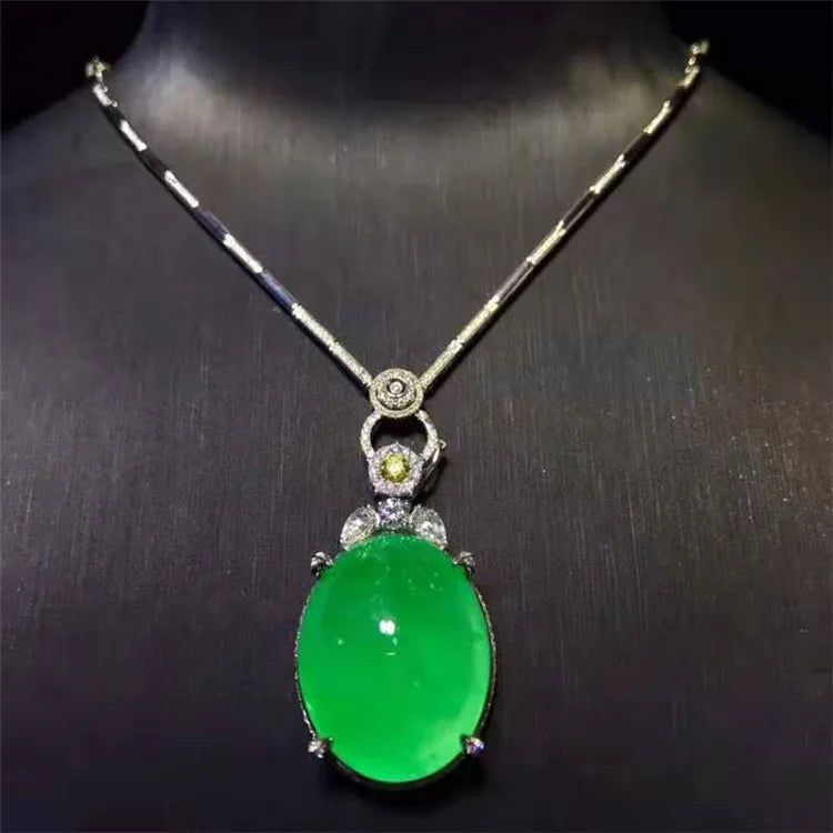 Saudi Arabia Royal Gemstone Jewelry With Price 18k Gold 64.9ct Colombia Natural Green Emerald Necklace Pendant