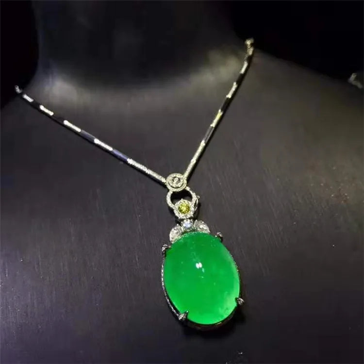 Saudi Arabia Royal Gemstone Jewelry With Price 18k Gold 64.9ct Colombia Natural Green Emerald Necklace Pendant
