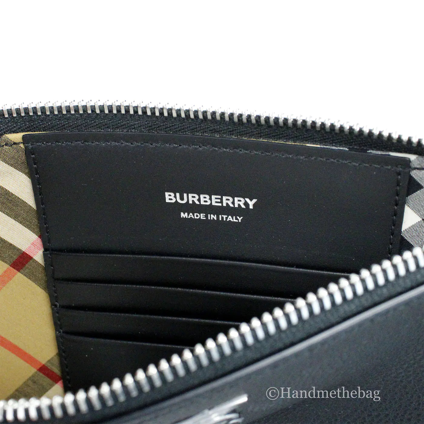 Burberry Peyton Monogram Black Grainy Leather Pouch Crossbody Bag