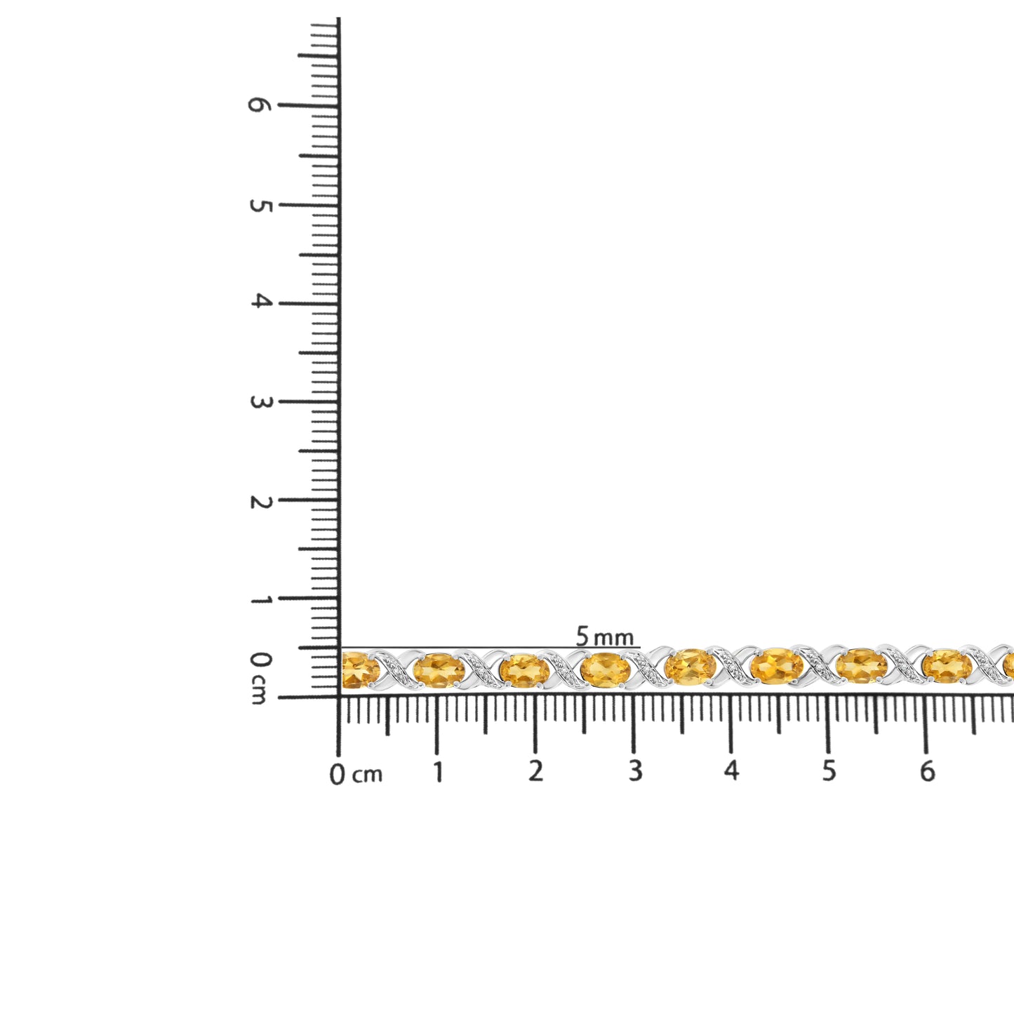 .925 Sterling Silver 7x5 mm Oval Cut Orange Citrine and 1/20 cttw Round Cut Diamond Fashion Tennis Bracelet (I-J Color, I1-I2 Clarity) - 7"