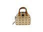 MCM Berlin Gold Leather Mini Round Top Tote Crossbody