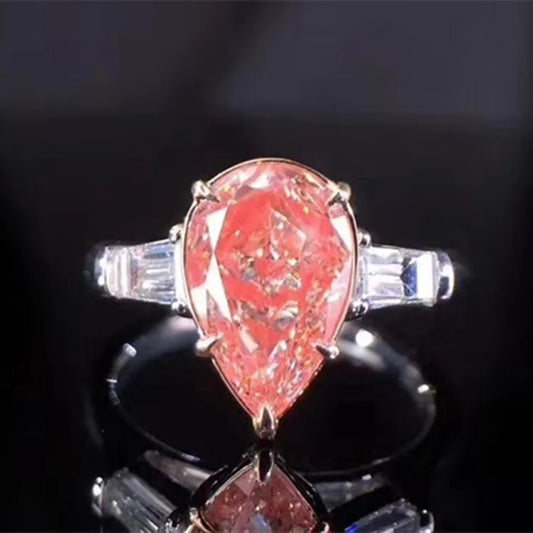 Waterdrop Shape Luxury Gemstone Jewelry 18k Gold 2.01ct AGL VS Natural Fancy pink Diamond Ring for Women