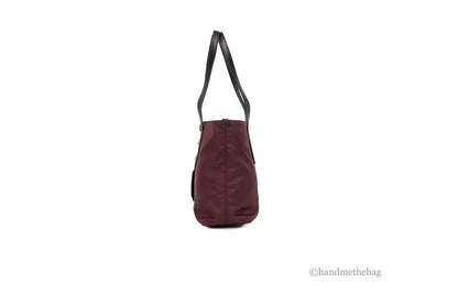 Burberry Small Burgundy Logo Branded Econyl Nylon Tote Bag