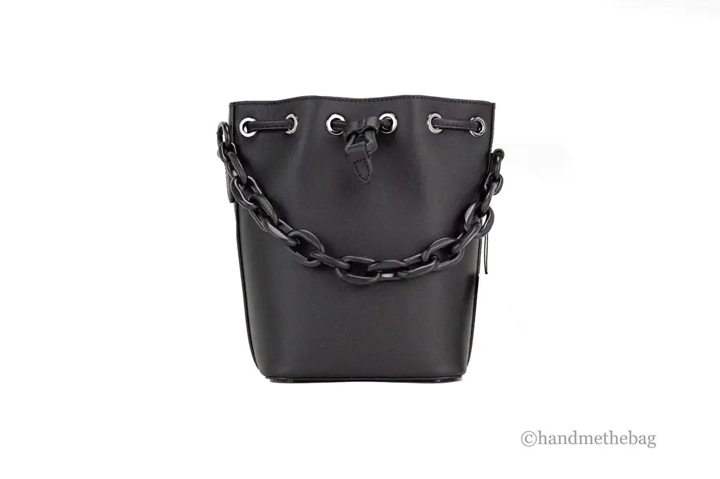 MCM Mini Black Purple Smooth Leather Chain Drawstring Bucket