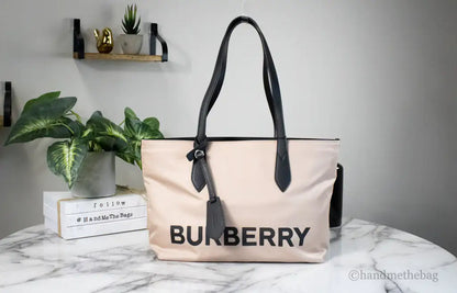 Burberry Small Rose Beige Branded Econyl Nylon Tote Bag