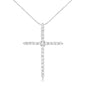 .925 Sterling Silver 2 cttw Prong Set Round-Cut Diamond Cross 18" Pendant Necklace (I-J Color, I2-I3 Clarity)