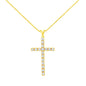 10k Yellow Gold Plated .925 Sterling Silver 2.0 cttw Classic Prong Set Round-Cut Diamond Cross 18" Pendant Necklace (J-K Color, I1-I2 Clarity)